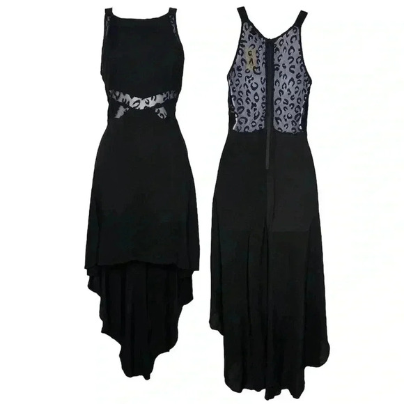 Forever 21 Flowy Black Hi-Low Animal Print Leopard Cheetah Boho Causal Dress - Picture 1 of 4